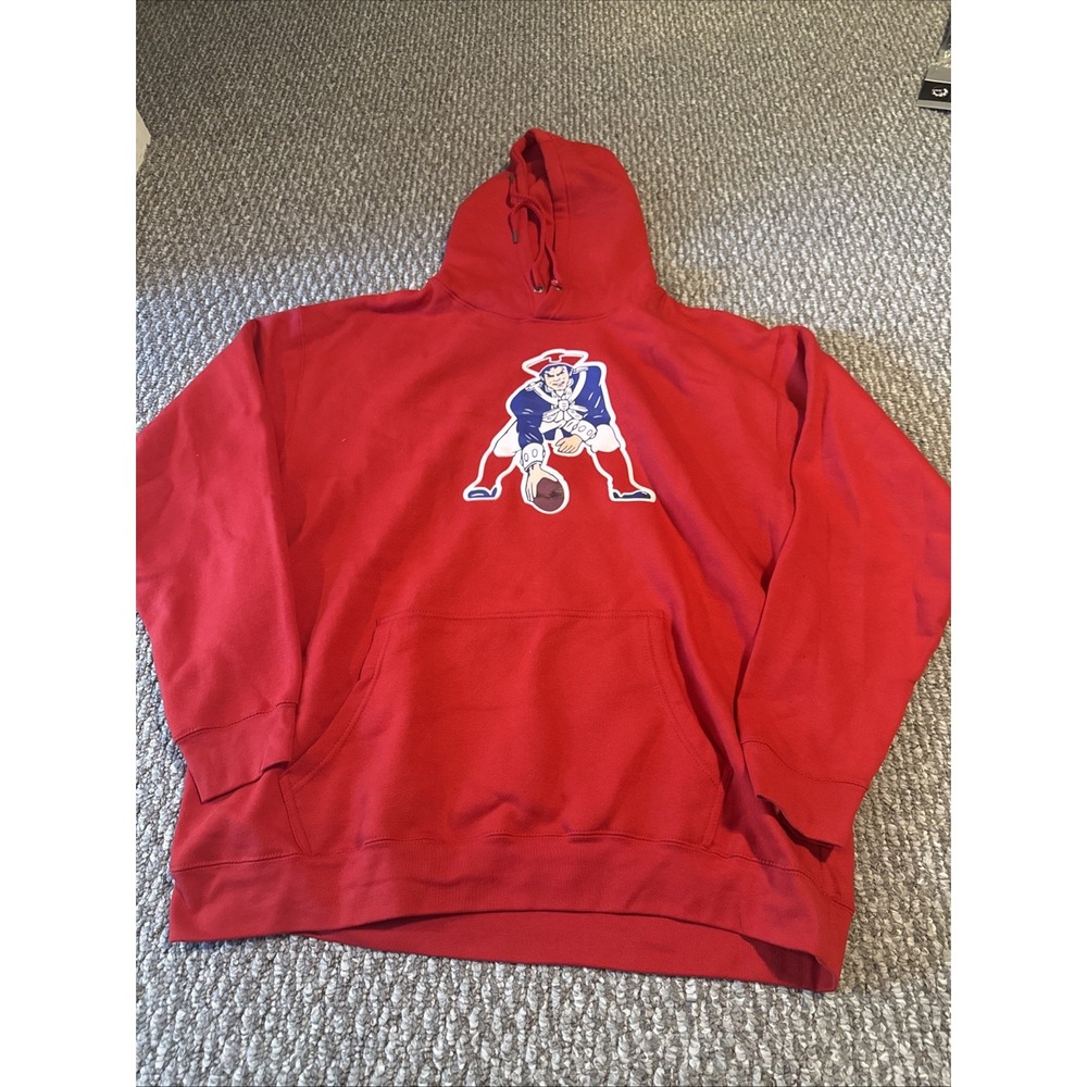 New England Old Patriots Logo Drake Maye #10 Red Fanatics Hoodie Size XXL NWOT
